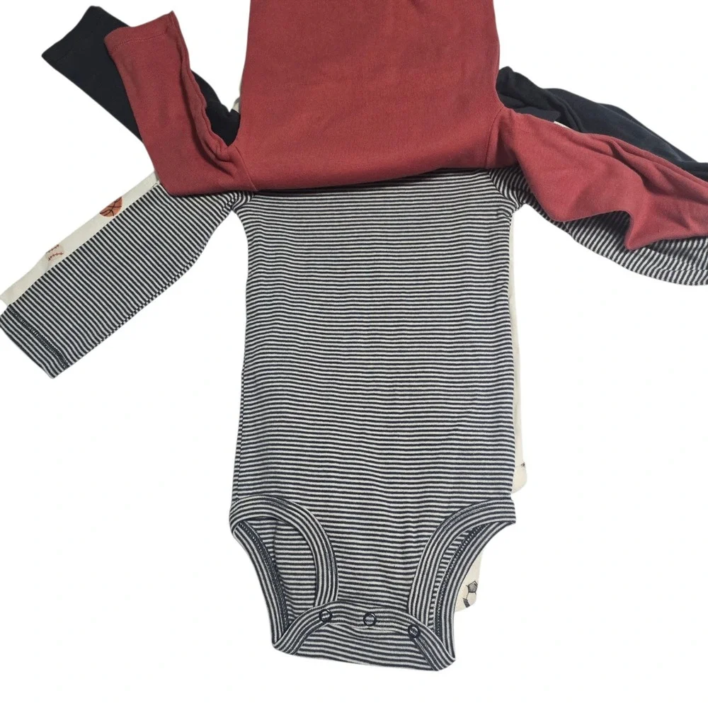 Carters Baby Boys 4-Pack Long Sleeve Sport Bodysuits Navy Red 18M 1T439410